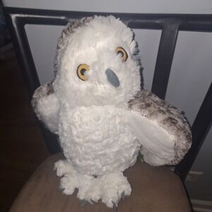 Wild Republic Snowy Owl 12" Plush White Brown Speckled Stuffed Animal Toy Clean
